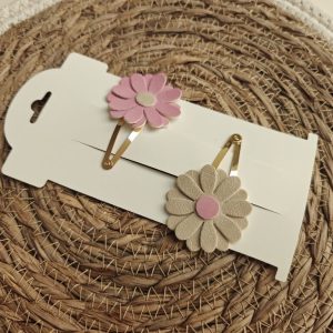 Klikklak haarspeldje - Flower Roze Beige