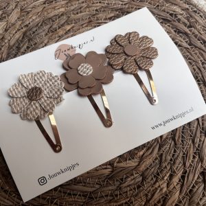 Klikklak haarspeldjes Bloem beige
